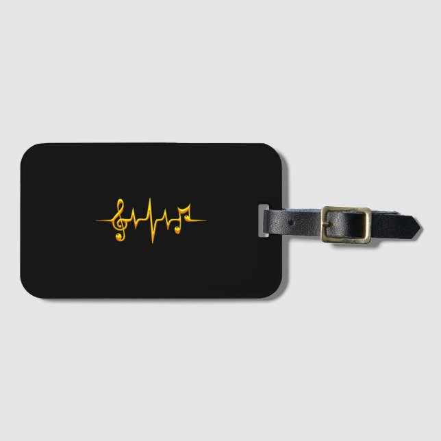 Etiqueta De Bagagem Música Pulse Notes Clef Frequency Wave Sound (Frente Horizontal)