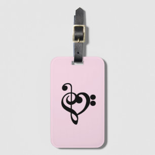 Etiqueta De Bagagem Musical Music Heart - Treble Bass Clef