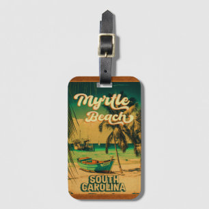 Etiqueta De Bagagem Myrtle Beach South Carolina Retro Sunset Souvenir