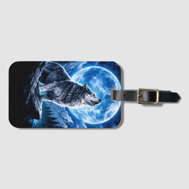 Etiqueta De Bagagem Mystic Wolf Howling (Frente Horizontal)