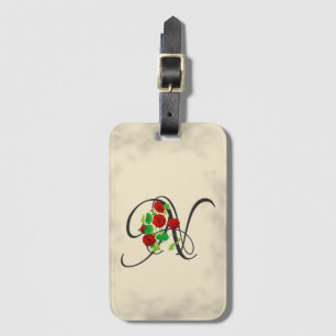 Etiqueta De Bagagem N inicial, Vintage Nasturtium Luartigo