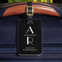 Na moda de Elegante Dois Monogramas preto inicial