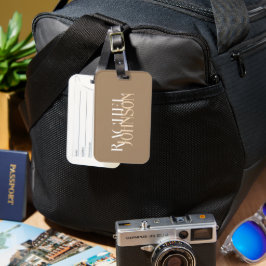 Etiqueta De Bagagem Na moda de nomes personalizados beige