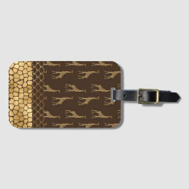 Etiqueta De Bagagem Na moda de padrão Glitter Girafa Dourado e bonito
