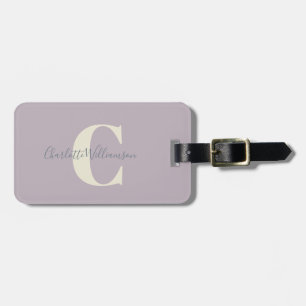Etiqueta De Bagagem Na moda moderna Caligrafia Monograma Dusty Lilac