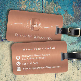 Etiqueta De Bagagem Na moda moderno escovado de cobre monograma