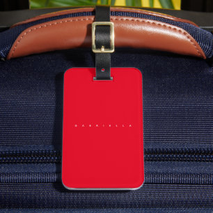 Etiqueta De Bagagem Na moda Red Chic Minimalist Bold Name
