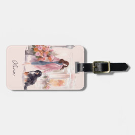 Etiqueta De Bagagem Na moda Watercolor Bernese Mountain Dog Lover