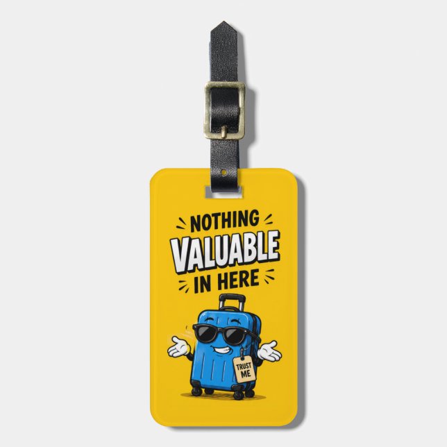 Etiqueta De Bagagem Nada Valioso Engraçado (Frente Vertical)