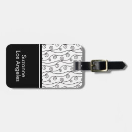 Etiqueta De Bagagem Nascentes brancos e pretos elegantes com nome