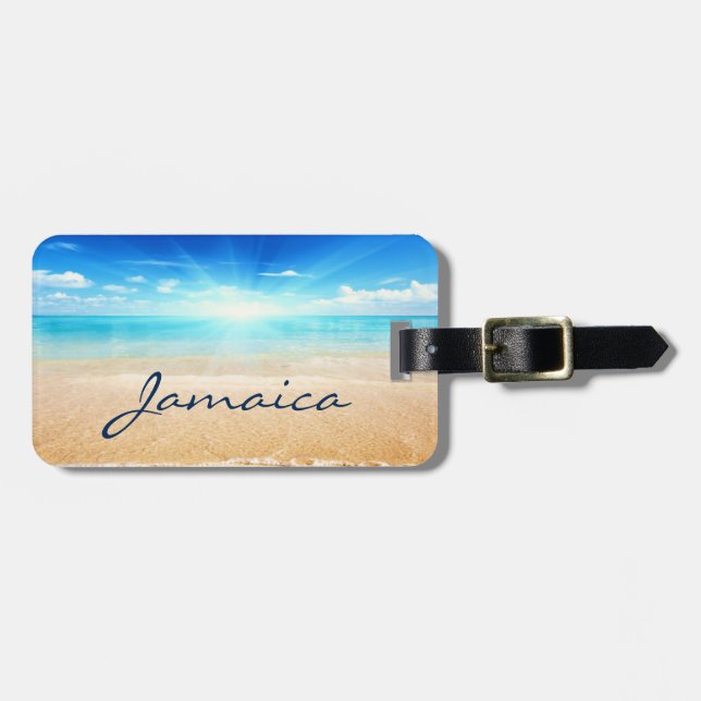 Etiqueta De Bagagem nascer da praia da Jamaica (Frente Horizontal)