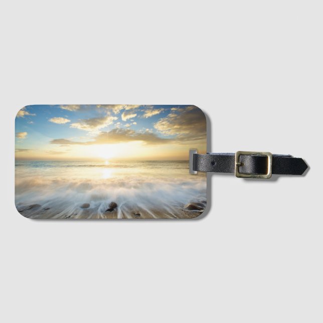 Etiqueta De Bagagem Nascer do sol dourado (Frente Horizontal)
