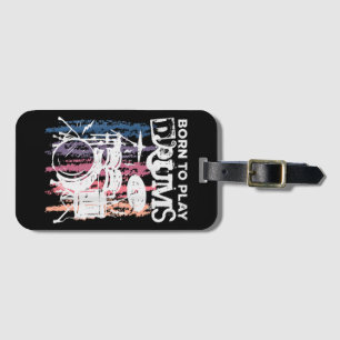 Etiqueta De Bagagem Nascer Para Tocar Drumm Drumming Rock Music Banda