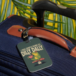 Etiqueta De Bagagem Nascido para Dilly Dally Vintage Frog Engraçado Re