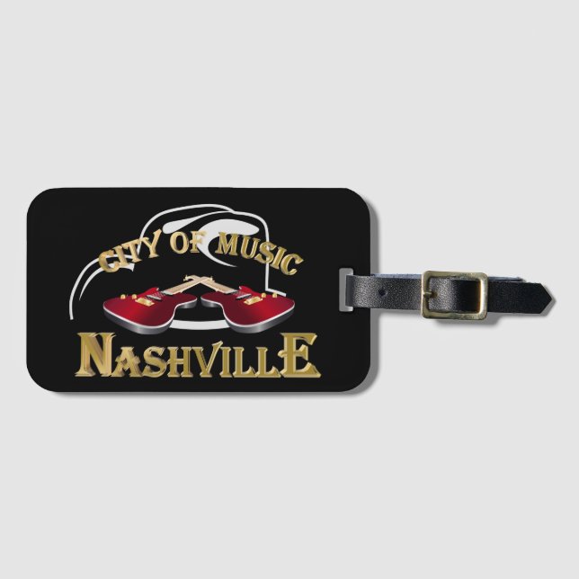 Etiqueta De Bagagem Nashville. Cidade da música (Frente Horizontal)