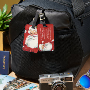 Etiqueta De Bagagem Natais vintages, Jolly Santa Claus Winking