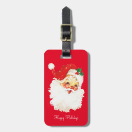Etiqueta De Bagagem Natal Antigo Papai Noel em Vermelho
