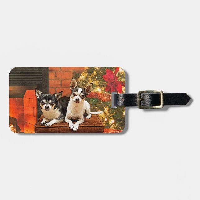 Etiqueta De Bagagem Natal Chihuahua (Frente Horizontal)