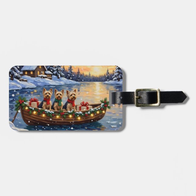 Etiqueta De Bagagem Natal de barco de Yorkipoo (Frente Horizontal)