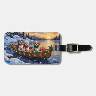 Etiqueta De Bagagem Natal no Barco Malti Tzu Feriado