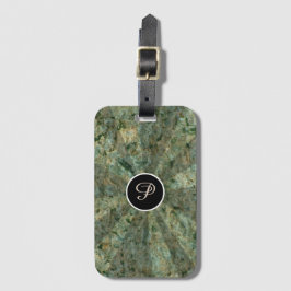 Etiqueta De Bagagem Nature Light Beams Green Rock Texture Monograma