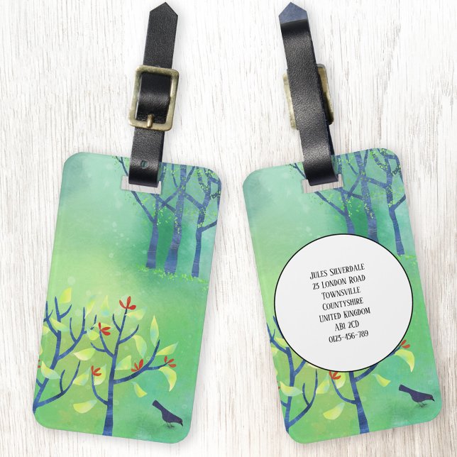 Etiqueta De Bagagem Natureza da Arte Verde Moderna Personalizada (Modern landscape art green personalized luggage tag)