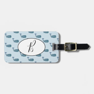 Etiqueta de Bagagem Náutica de Baleia Azul