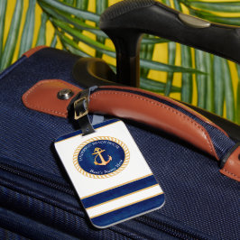 Etiqueta De Bagagem Náutica Nome do Barco Ancora Marinho Corpo Azul Am