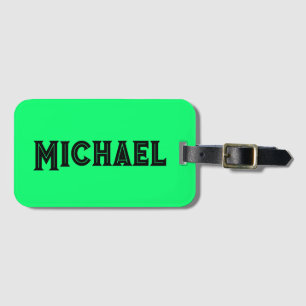 Etiqueta De Bagagem Neon Green Elegant Name Color Bright