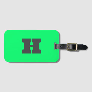 Etiqueta De Bagagem Neon Green Monogramas Trendy Bright