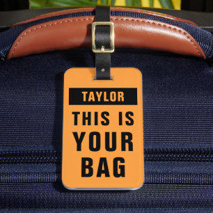 Etiqueta De Bagagem Neon Orange E Black Bold Colorory Name Modelo