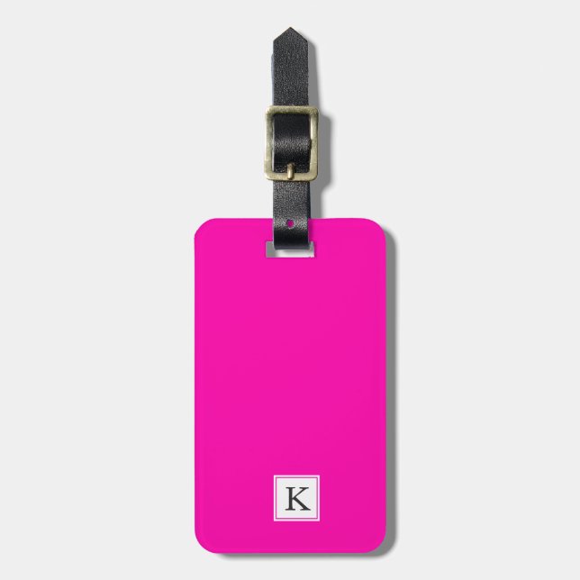 Etiqueta De Bagagem neon pink fashion monogram (Frente Vertical)