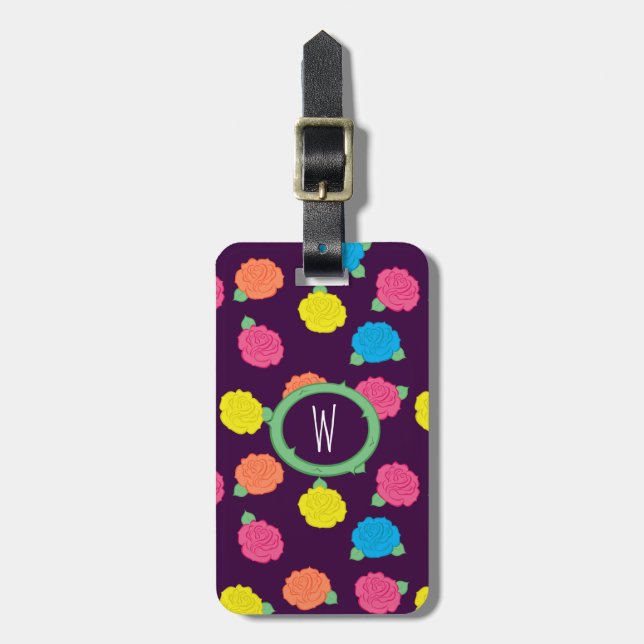Etiqueta de Bagagem Neon Roses (Frente Vertical)