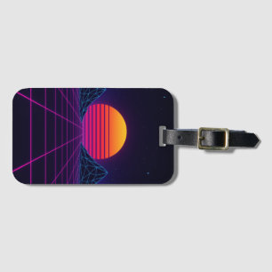 Etiqueta De Bagagem Neon Sunset Grid - Stic De Onda Sintética Retro-Fu