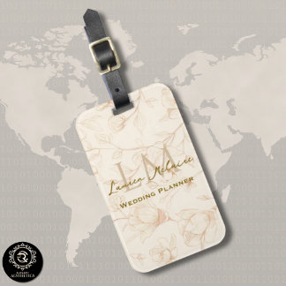 Etiqueta De Bagagem Neutral Wildflower Monogram Business Travel