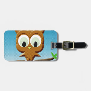 Etiqueta De Bagagem Newsprint Cartoon Owl