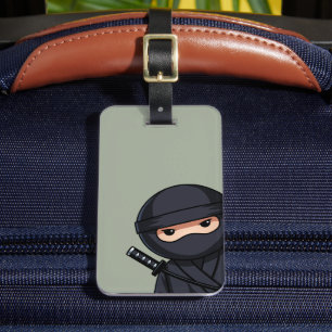 Etiqueta De Bagagem Ninja Guerreiro Sorrateiro em Verde Sage