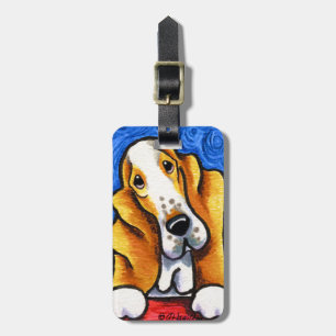 Etiqueta De Bagagem Noite estrelado de Basset Hound