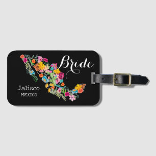 Etiqueta De Bagagem Noiva México Floral Casamento Destino