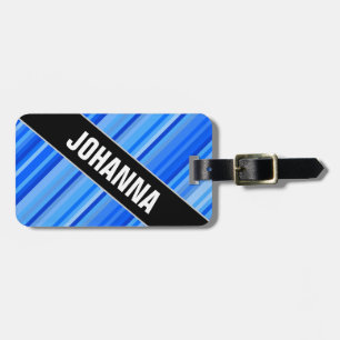 Etiqueta De Bagagem Nome angular + Listras do Tag azul da bagagem do