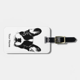 Etiqueta De Bagagem Nome bonito do costume da cara do cão do buldogue