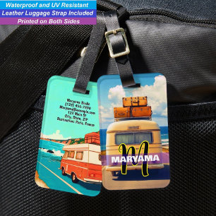 Etiqueta De Bagagem Nome Carro de Viagens pelo Mundo Inicial do Mono