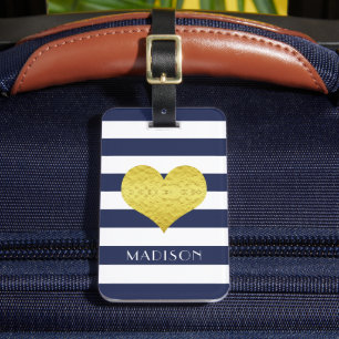 Etiqueta De Bagagem Nome das faixas azuis modernas