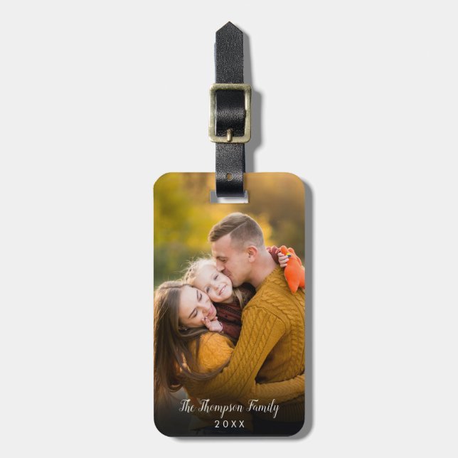 Etiqueta De Bagagem Nome Data do Script de Foto Personalizado (Frente Vertical)