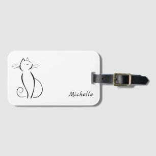 Etiqueta De Bagagem Nome de adicionar preto minimalista em branco