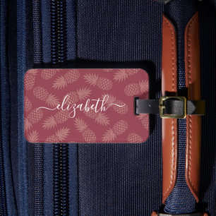 Etiqueta De Bagagem Nome de script personalizado do padrão de abacaxi