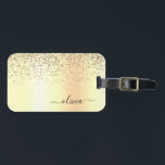 Etiqueta De Bagagem Nome do Glam do Monograma Dourado Glitter Metal<br><div class="desc">Folha Dourada Folha Metálica Espessante Metálico Esmagada Monograma Nome e Marca Inicial ou Bagagem. Isto faz o doce e perfeito aniversário de 16 anos,  casamento,  chá de panela,  aniversário,  chá de fraldas ou festa de solteira presente para alguém que ama luxo de luxo e estilos quíticos.</div>