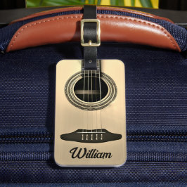 Etiqueta De Bagagem Nome do Instrumento Acústico de Guitarra de Tan Br