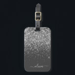 Etiqueta De Bagagem Nome do Monograma da Girly Glitter Sparkle Cinza S<br><div class="desc">Cinzas de Prata e Carvão (Cinzas) Minúsculo Glitter Nome do Monograma e Travesseiro Inicial. A etiqueta da mala de bagagem faz o doce doce presente de 16 anos,  casamento,  chá de panela,  chá de fraldas ou festa de solteira para alguém que decorou seu quarto em estilo.</div>