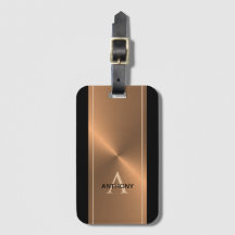 Nome do Monograma de Bronze Dourado Negro Elegante